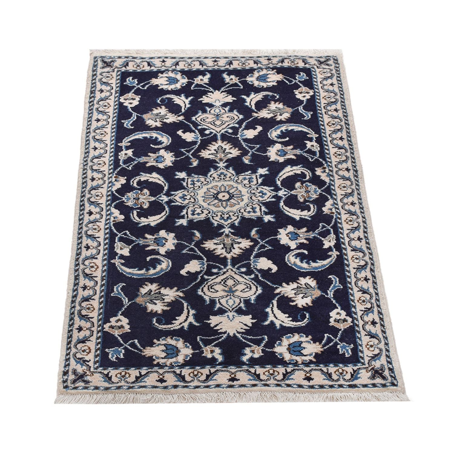 Tapis persan - Nain - 133 x 70 cm - bleu foncé