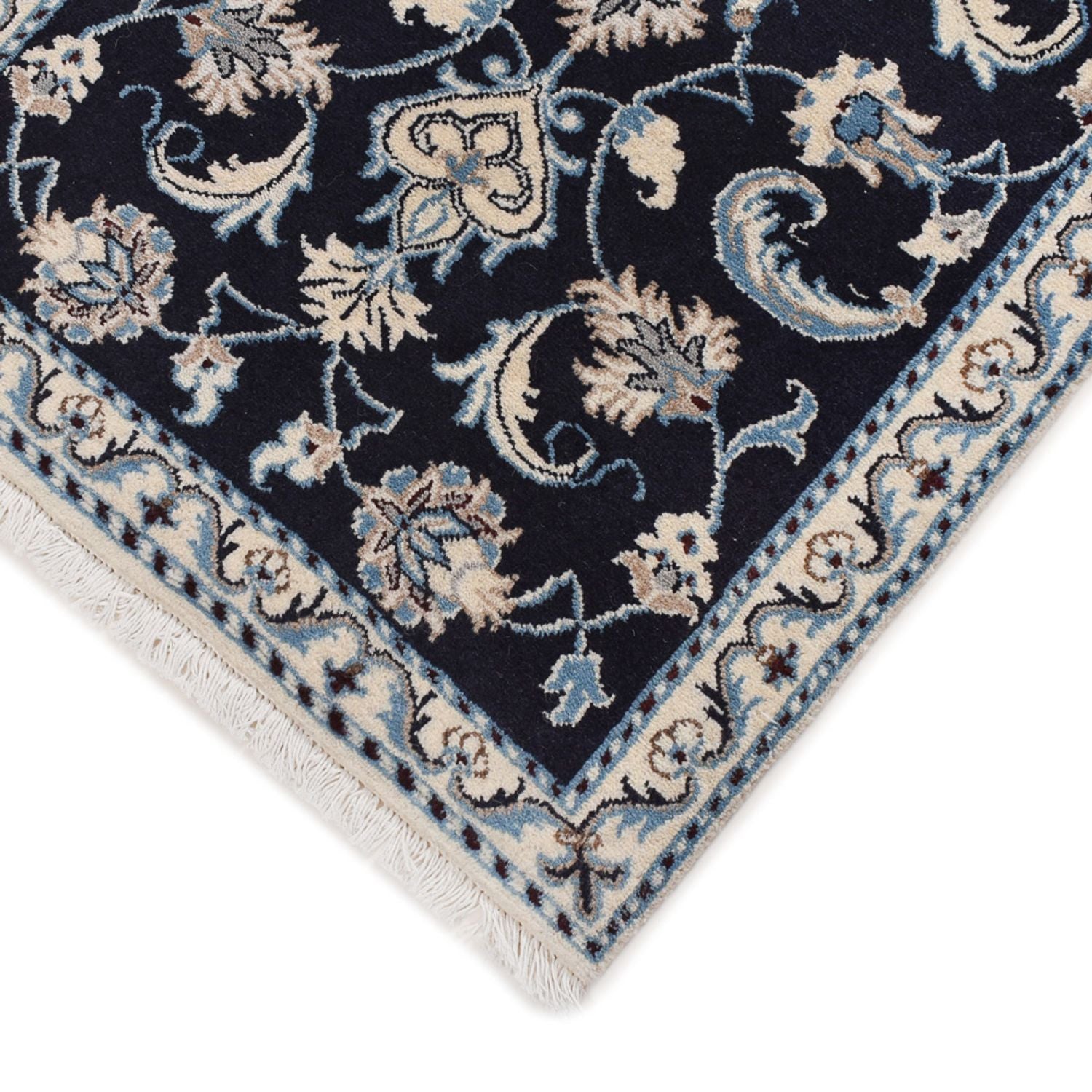 Tapis persan - Nain - 134 x 68 cm - bleu foncé