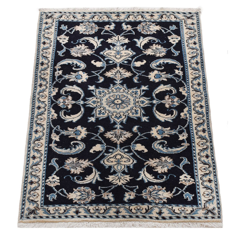 Tapis persan - Nain - 134 x 68 cm - bleu foncé