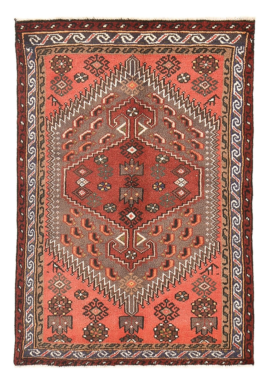 Tapis persan - Bidjar - 136 x 96 cm - rouge clair
