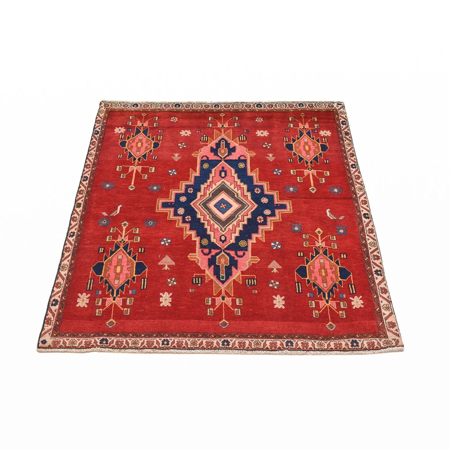 Tapis de couloir Tapis persan - Nomadic - 129 x 107 cm - rouge