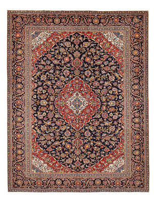 Tapis persan - Keshan - 381 x 292 cm - bleu foncé