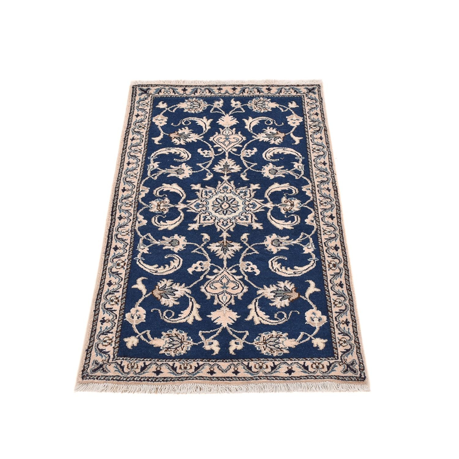 Tapis persan - Nain - 138 x 67 cm - bleu foncé