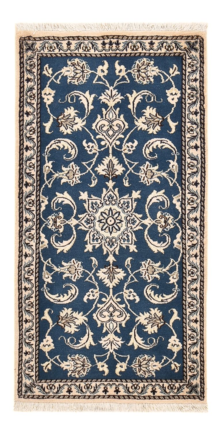 Tapis persan - Nain - 133 x 70 cm - bleu pétrole