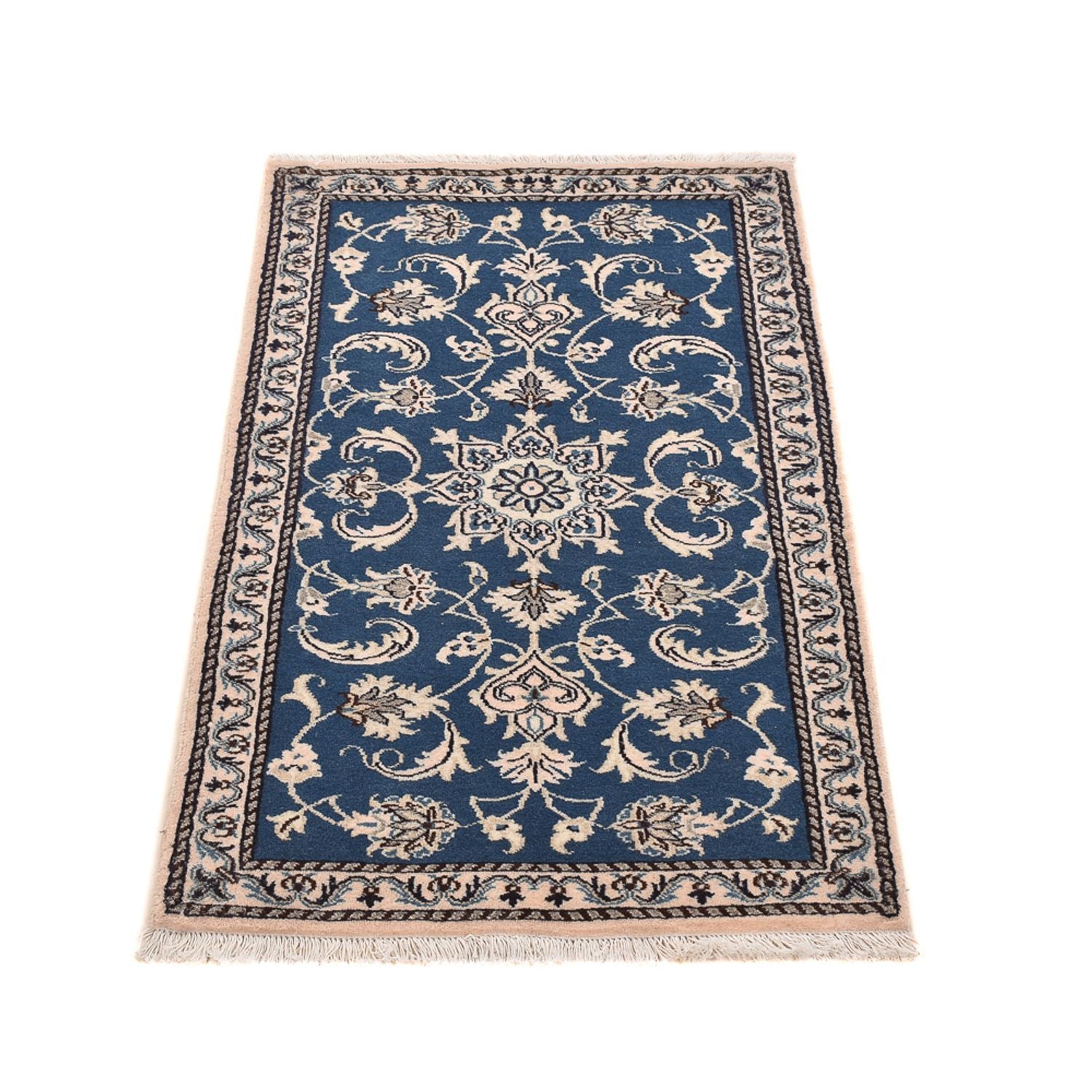 Tapis persan - Nain - 133 x 70 cm - bleu pétrole