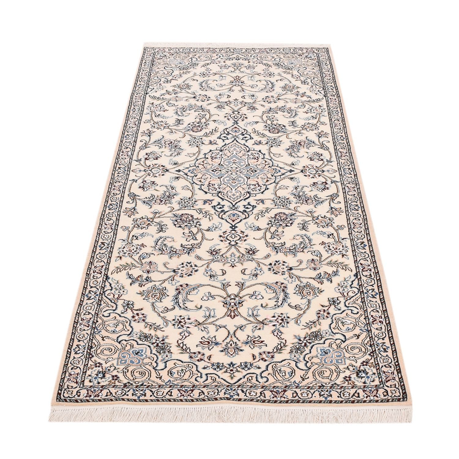 Tapis de couloir Tapis persan - Nain - Royal - 220 x 91 cm - crème