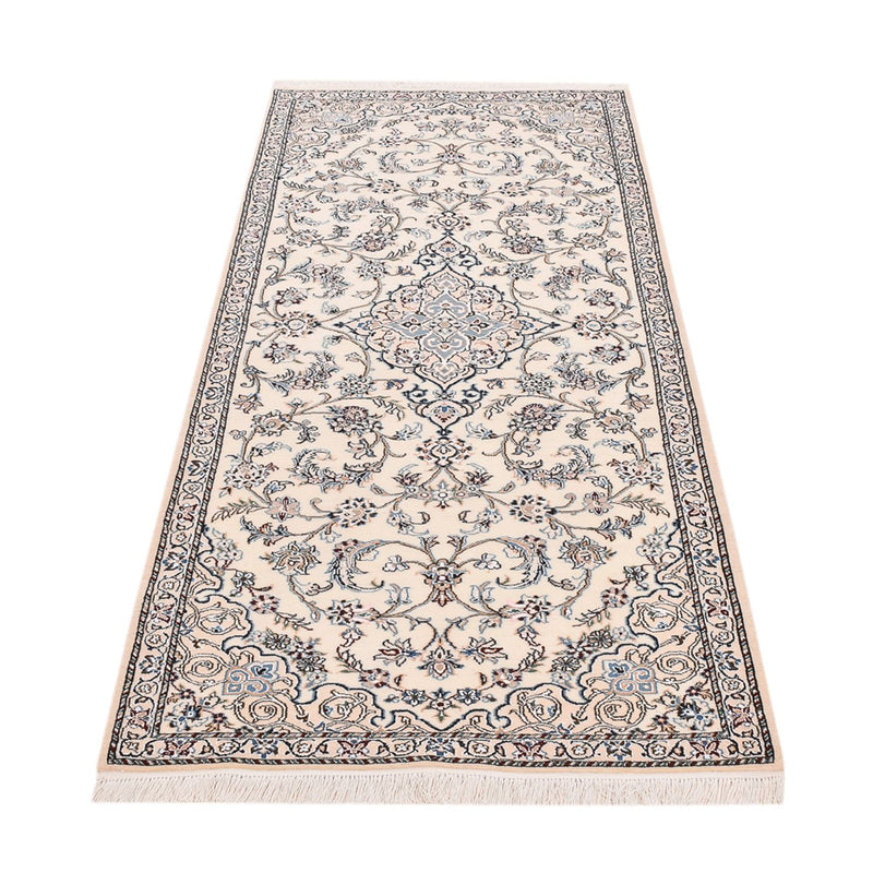 Tapis de couloir Tapis persan - Nain - Royal - 220 x 91 cm - crème