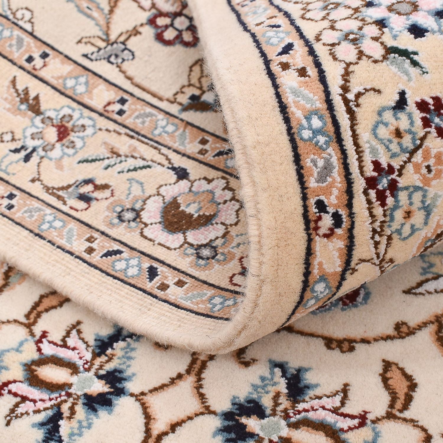 Tapis de couloir Tapis persan - Nain - Royal - 241 x 92 cm - crème