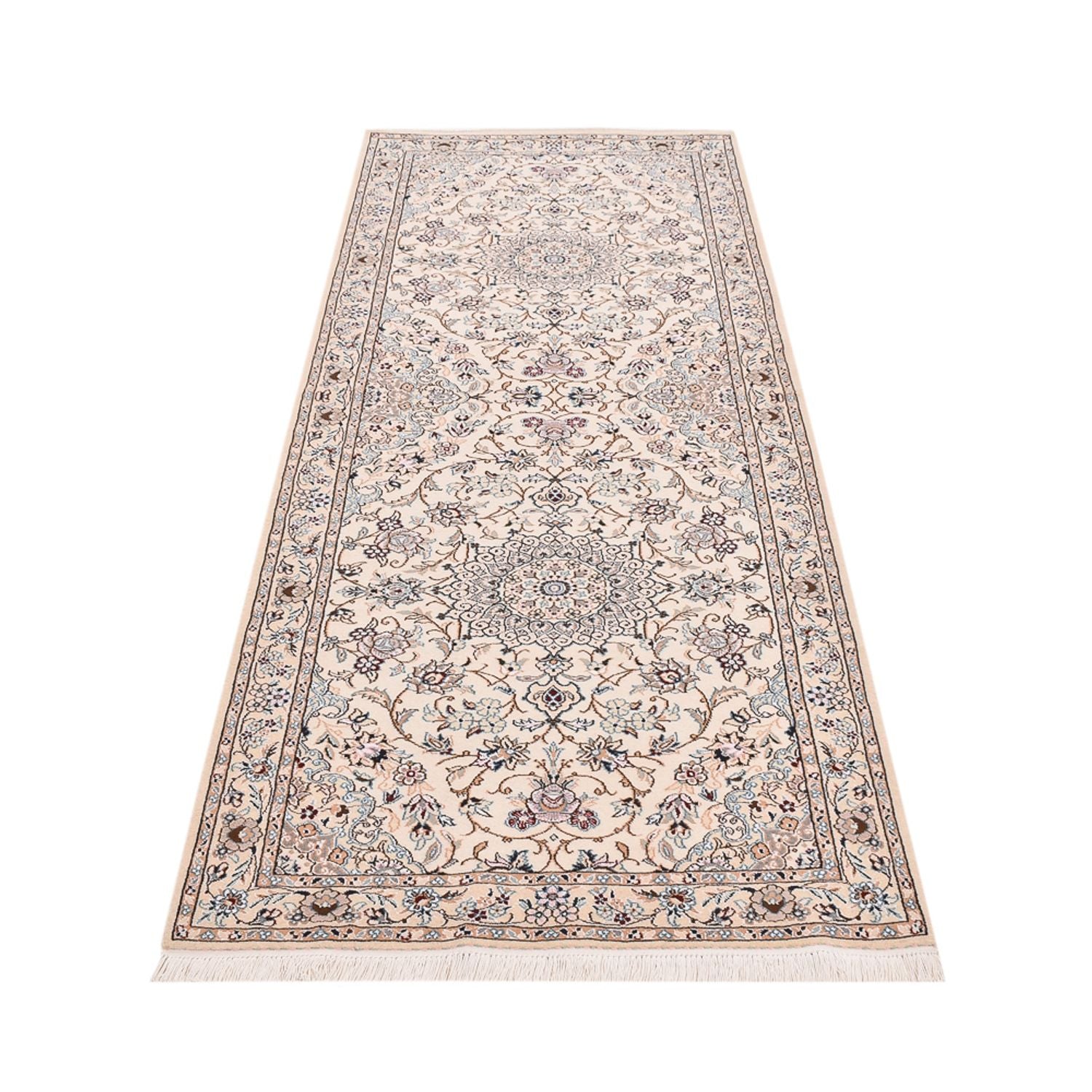 Tapis de couloir Tapis persan - Nain - Royal - 241 x 92 cm - crème