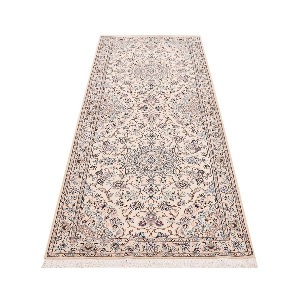 Tapis de couloir Tapis persan - Nain - Royal - 241 x 92 cm - crème