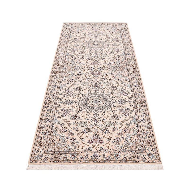 Tapis de couloir Tapis persan - Nain - Royal - 241 x 92 cm - crème