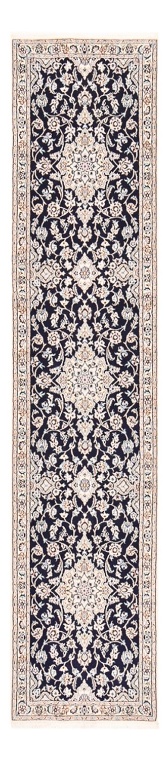 Tapis de couloir Tapis persan - Nain - Royal - 315 x 69 cm - bleu foncé