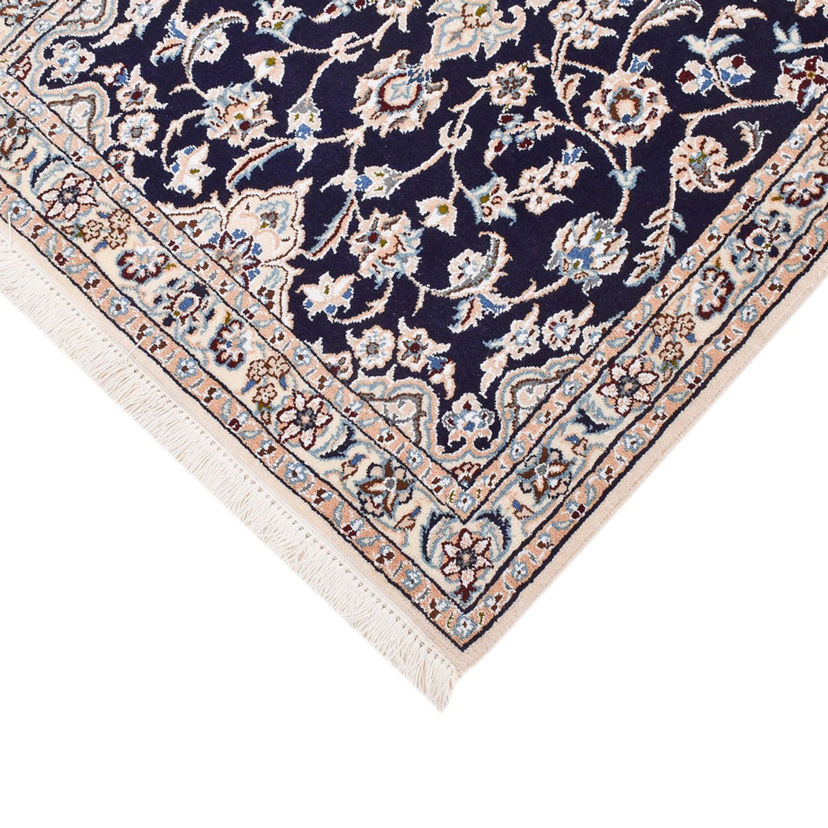 Tapis de couloir Tapis persan - Nain - Royal - 315 x 69 cm - bleu foncé