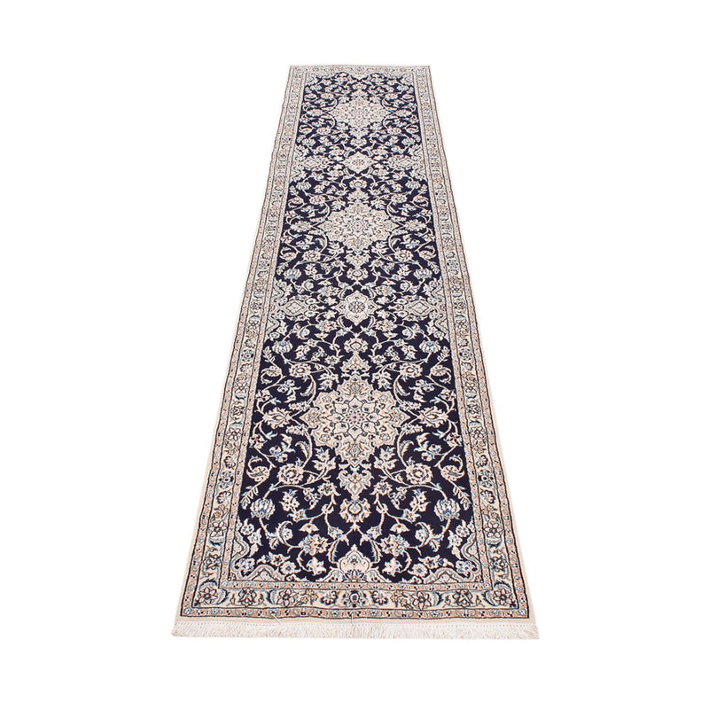 Tapis de couloir Tapis persan - Nain - Royal - 315 x 69 cm - bleu foncé