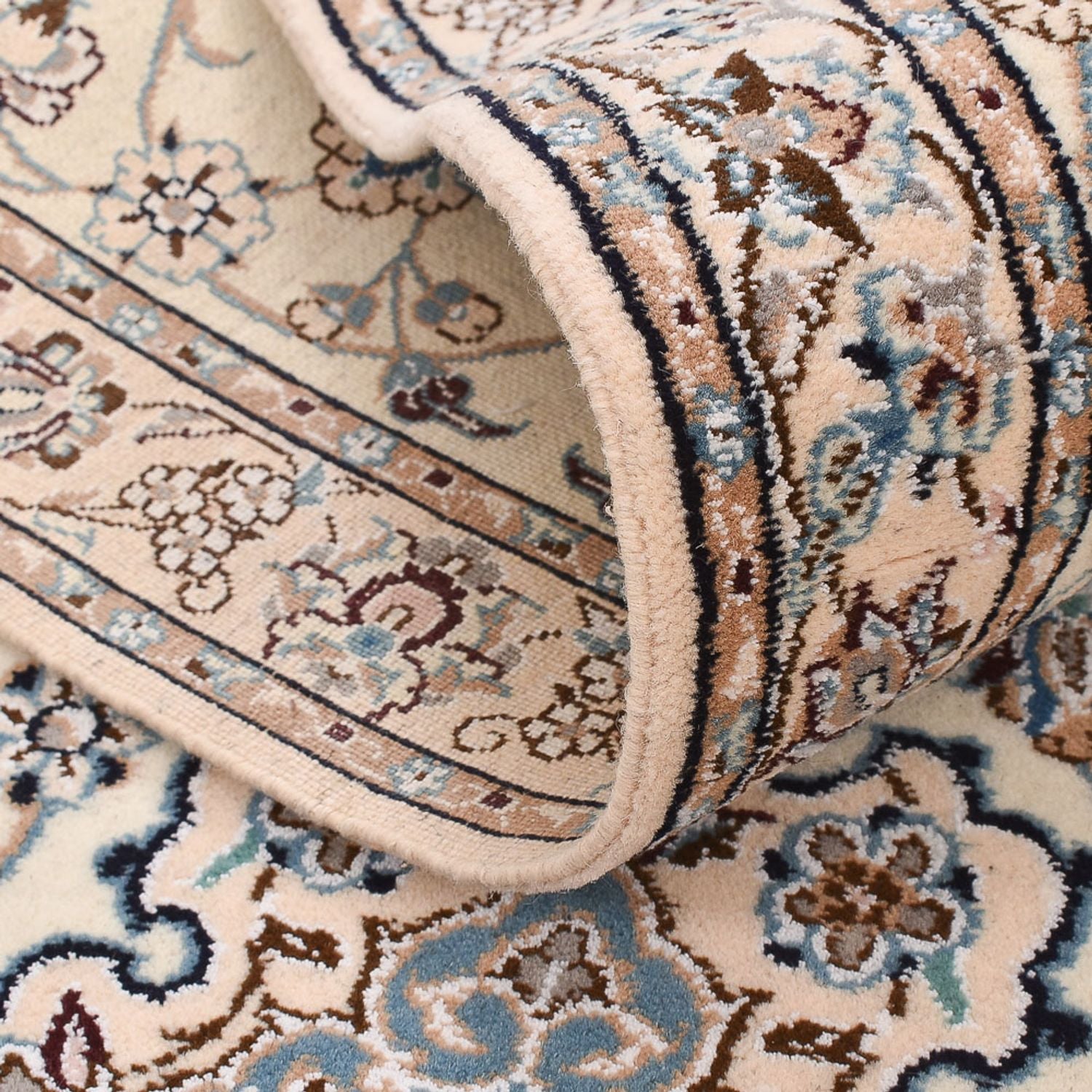 Tapis de couloir Tapis persan - Nain - Royal - 278 x 91 cm - crème
