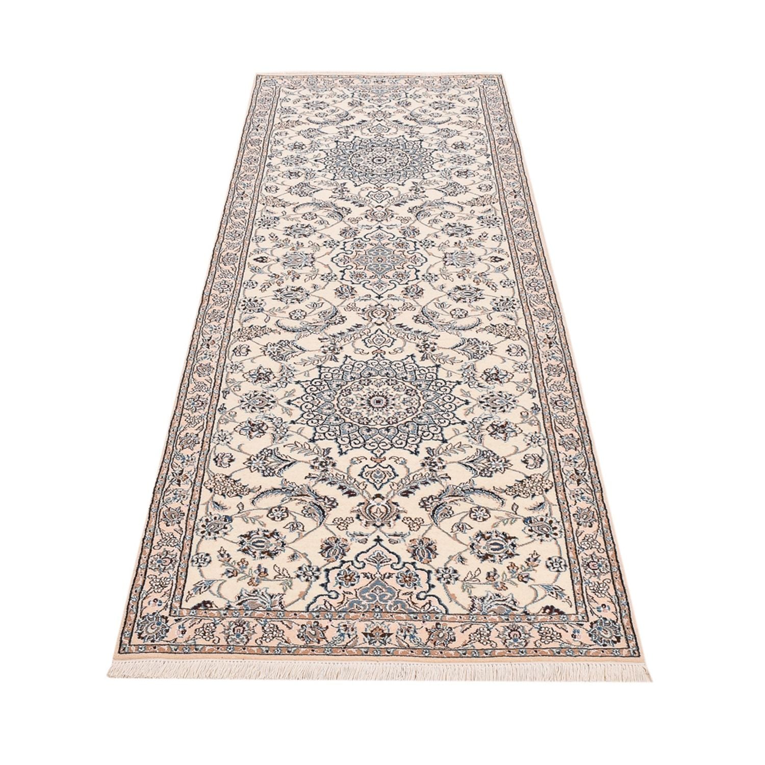 Tapis de couloir Tapis persan - Nain - Royal - 278 x 91 cm - crème