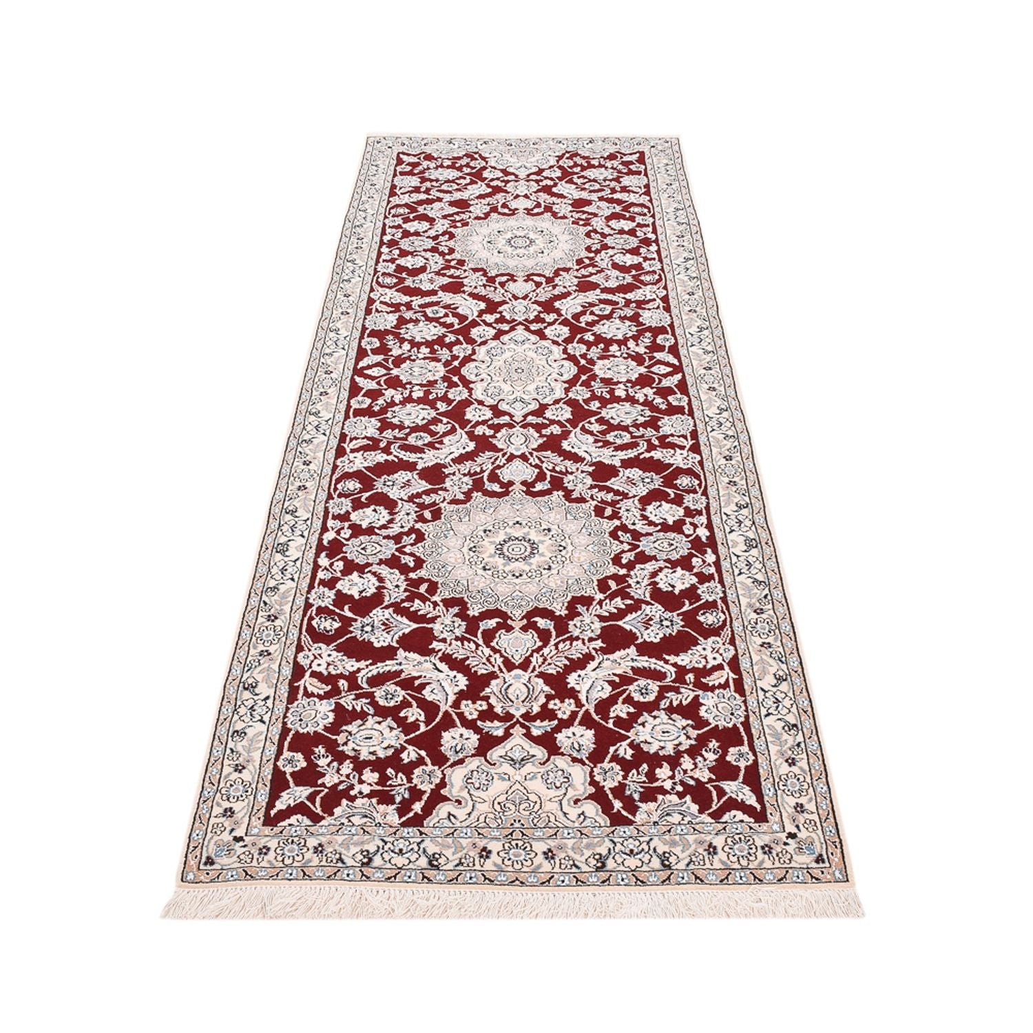Tapis de couloir Tapis persan - Nain - Royal - 275 x 93 cm - rouge