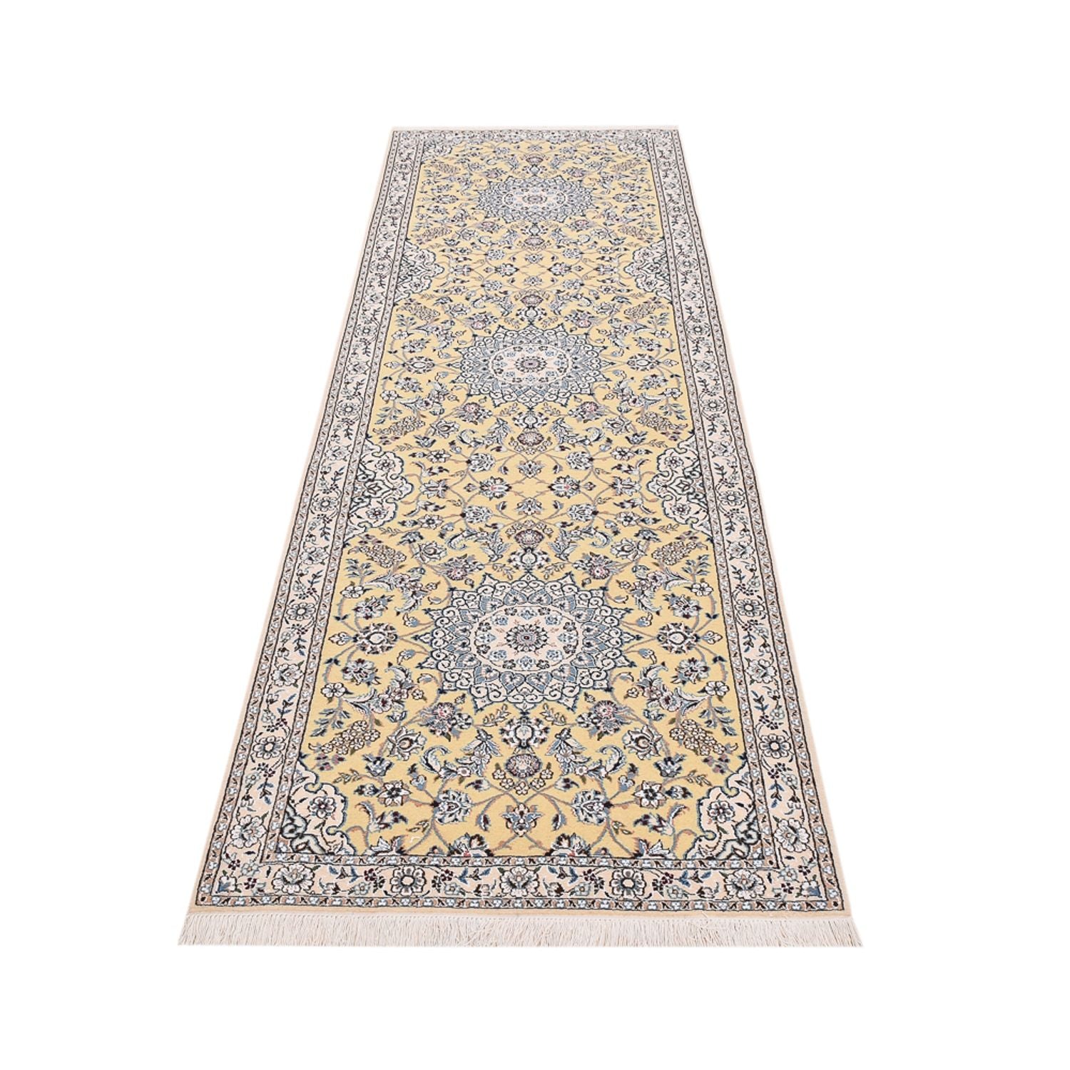 Tapis de couloir Tapis persan - Nain - Royal - 320 x 90 cm - beige