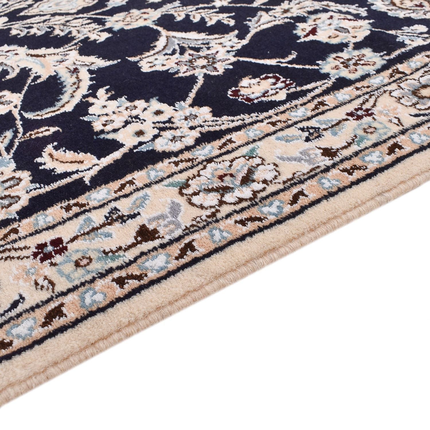 Tapis de couloir Tapis persan - Nain - Royal - 275 x 90 cm - bleu foncé