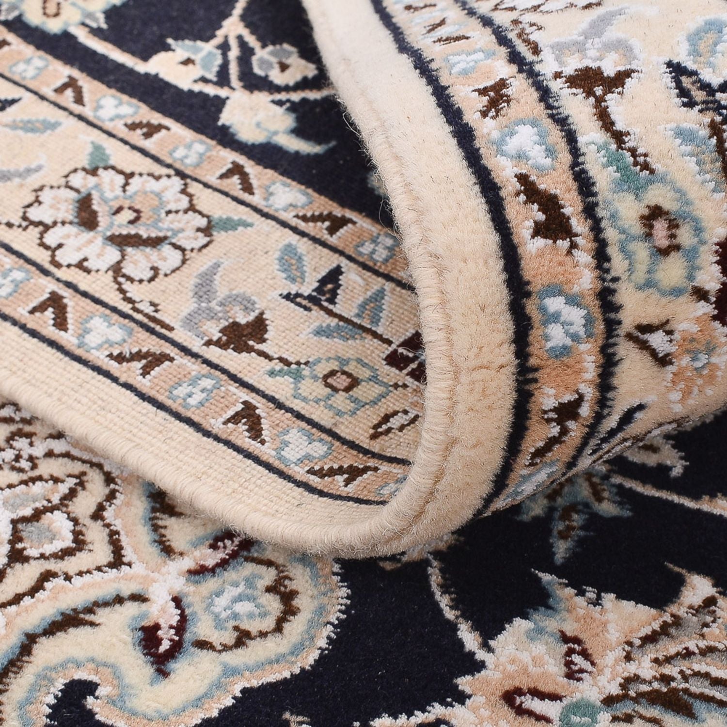 Tapis de couloir Tapis persan - Nain - Royal - 275 x 90 cm - bleu foncé