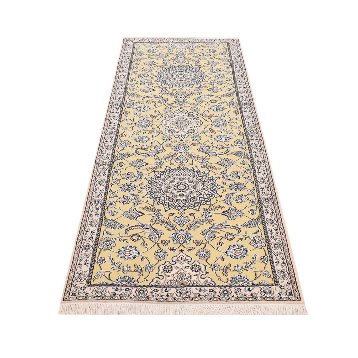 Tapis de couloir Tapis persan - Nain - Royal - 263 x 90 cm - beige