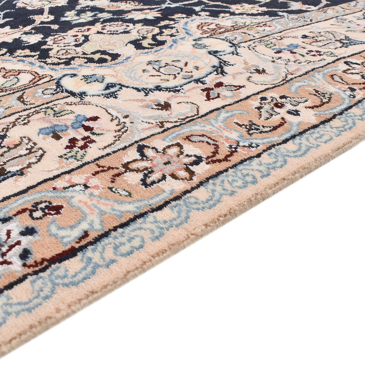 Tapis persan - Nain - Royal - 252 x 164 cm - bleu foncé