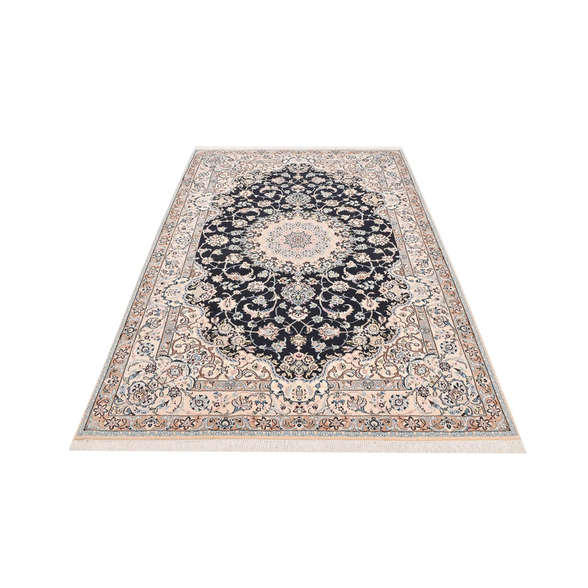 Tapis persan - Nain - Royal - 252 x 164 cm - bleu foncé