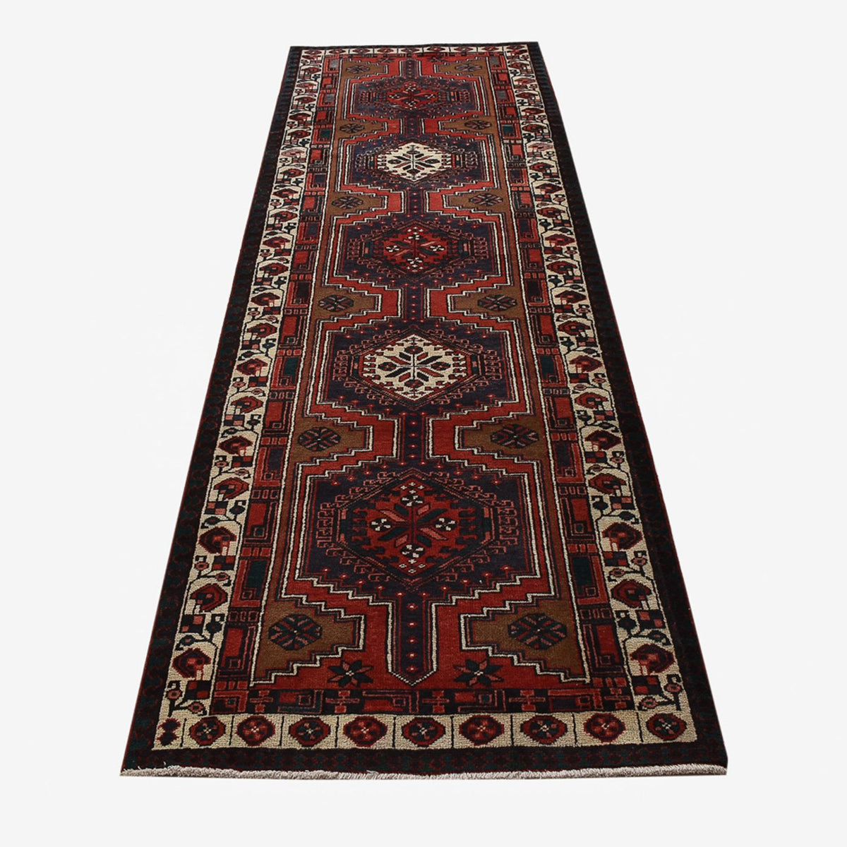 Tapis de couloir Tapis persan - Nomadic - 318 x 100 cm - rouge foncé