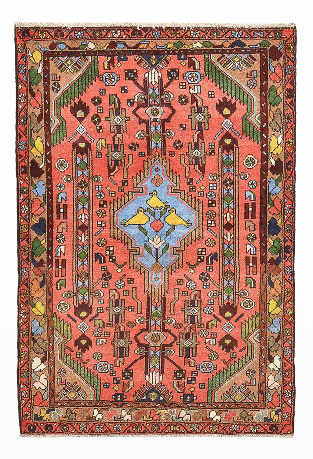 Tapis persan - Nomadic - 155 x 104 cm - rouge clair