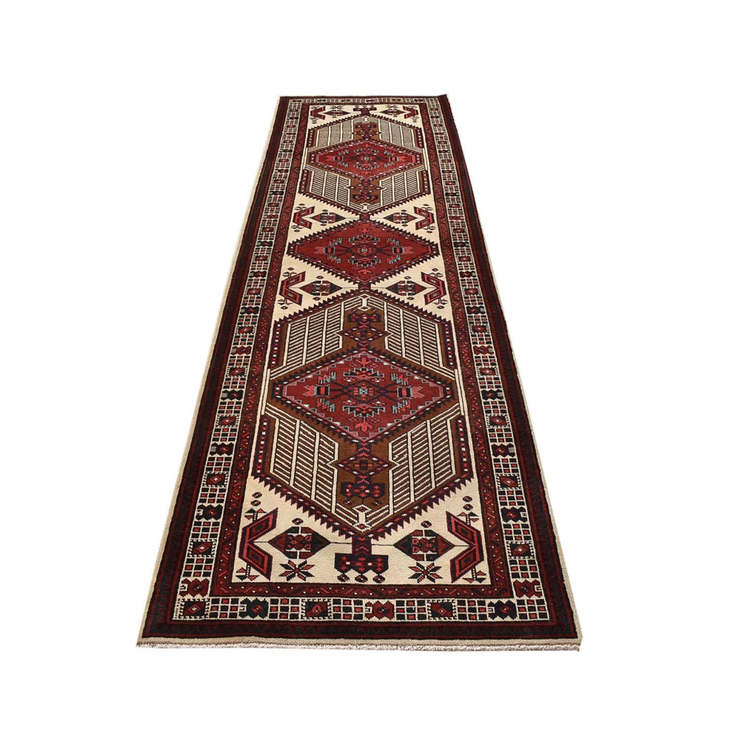 Tapis de couloir Tapis persan - Nomadic - 338 x 100 cm - rouge