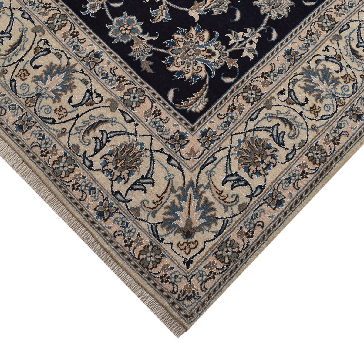 Tapis persan - Nain - 292 x 195 cm - bleu foncé
