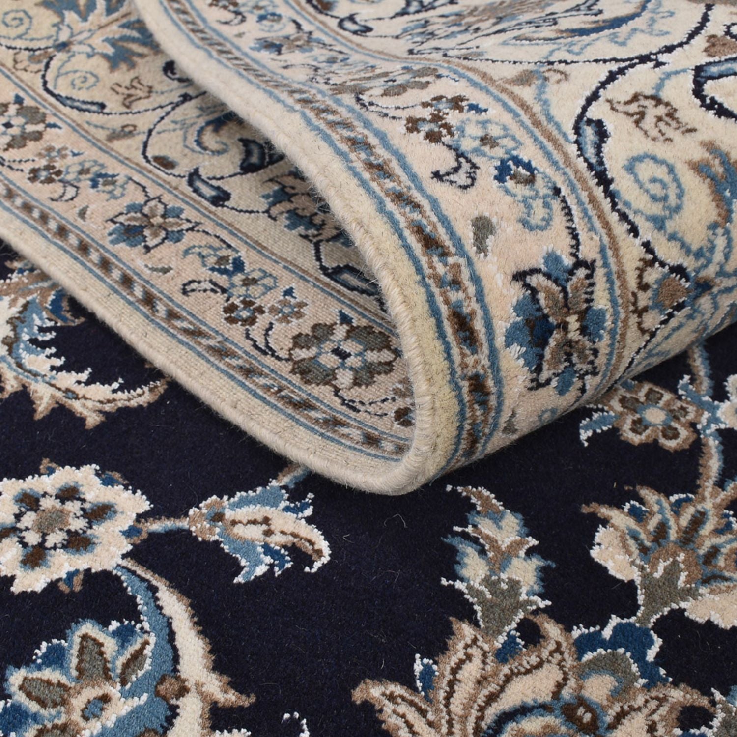 Tapis persan - Nain - 290 x 193 cm - bleu foncé