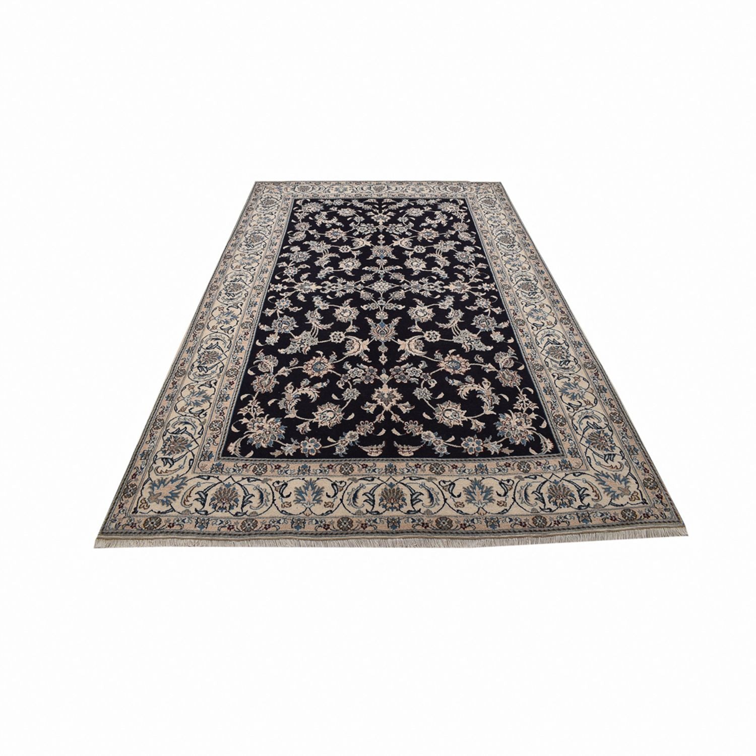 Tapis persan - Nain - 310 x 198 cm - bleu foncé