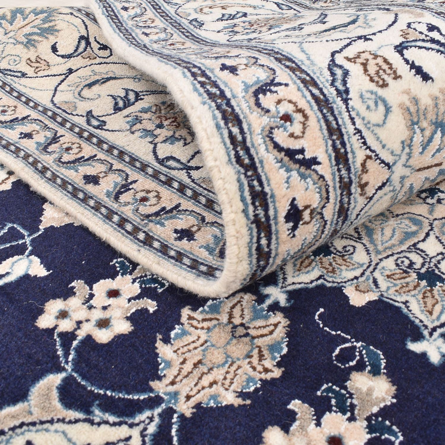 Tapis persan - Nain - 295 x 195 cm - bleu foncé