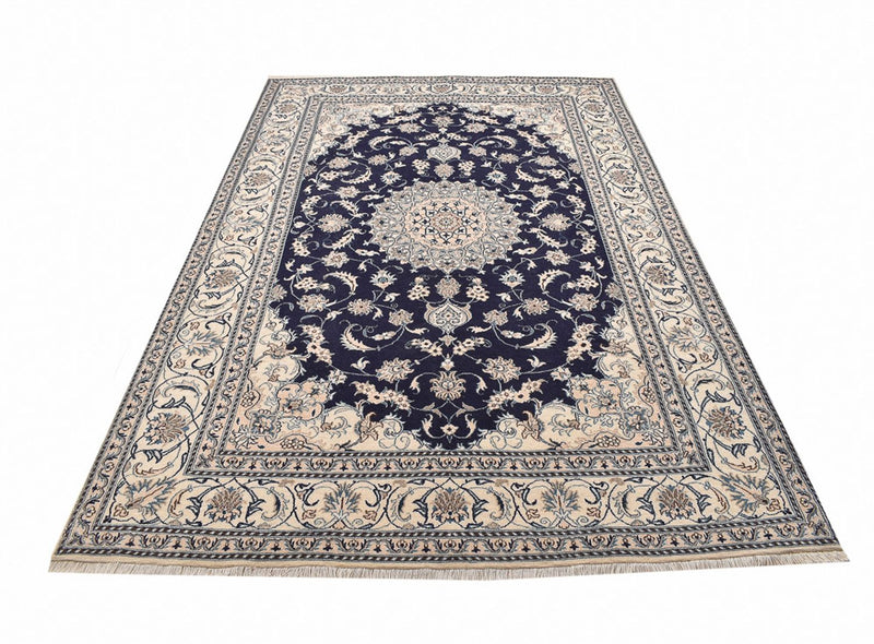 Tapis persan - Nain - 295 x 195 cm - bleu foncé