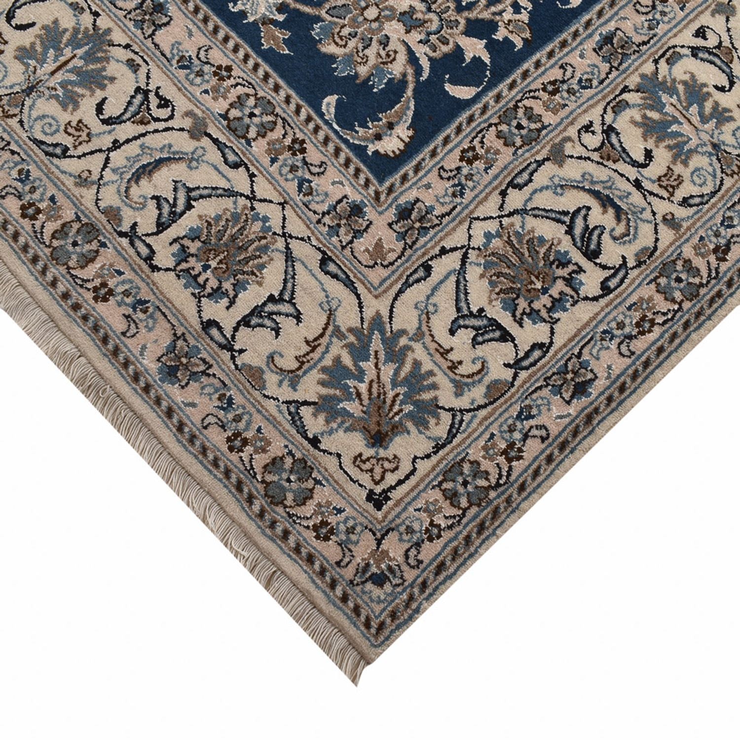 Tapis persan - Nain - 282 x 193 cm - bleu pétrole