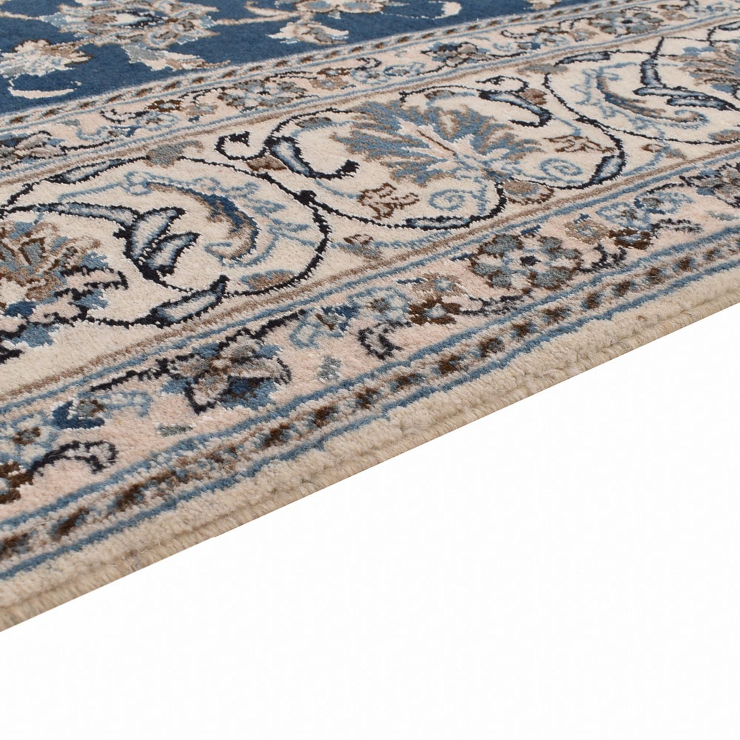 Tapis persan - Nain - 282 x 193 cm - bleu pétrole