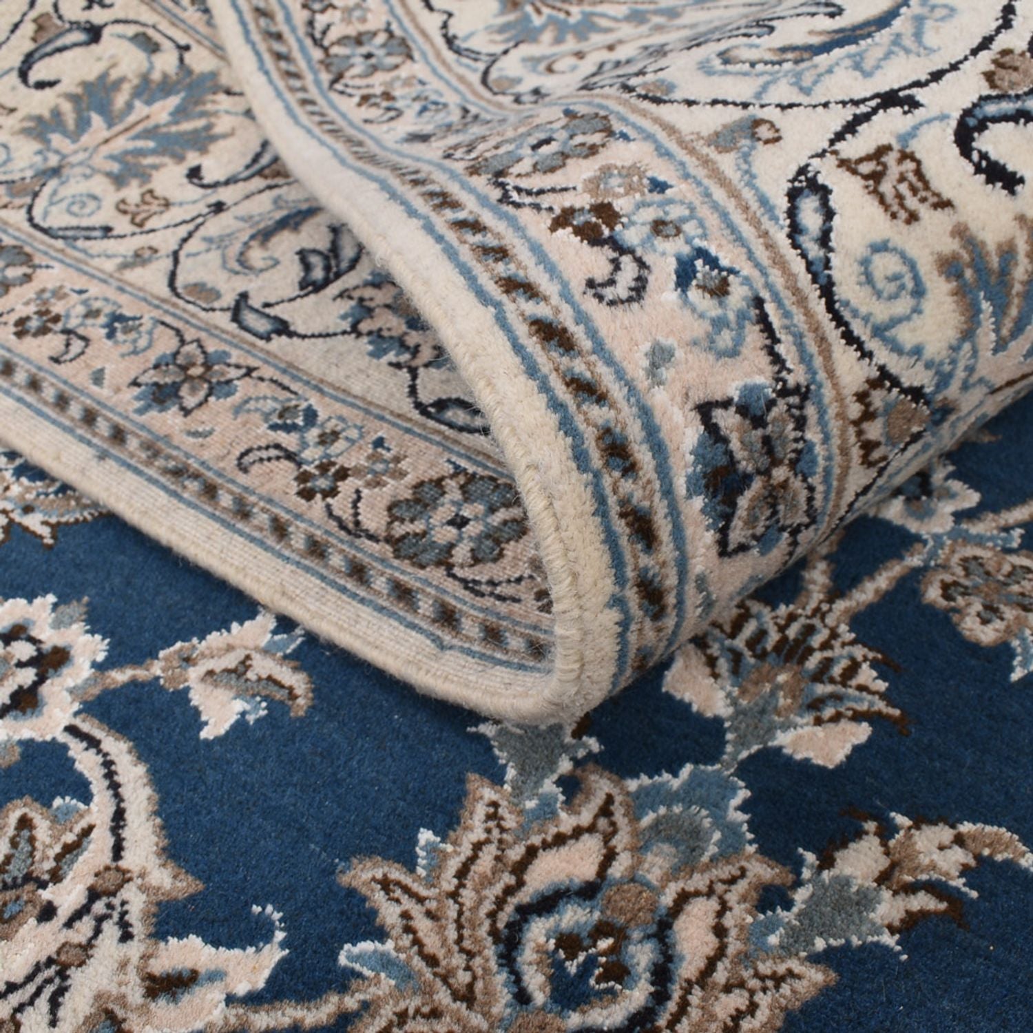 Tapis persan - Nain - 282 x 193 cm - bleu pétrole