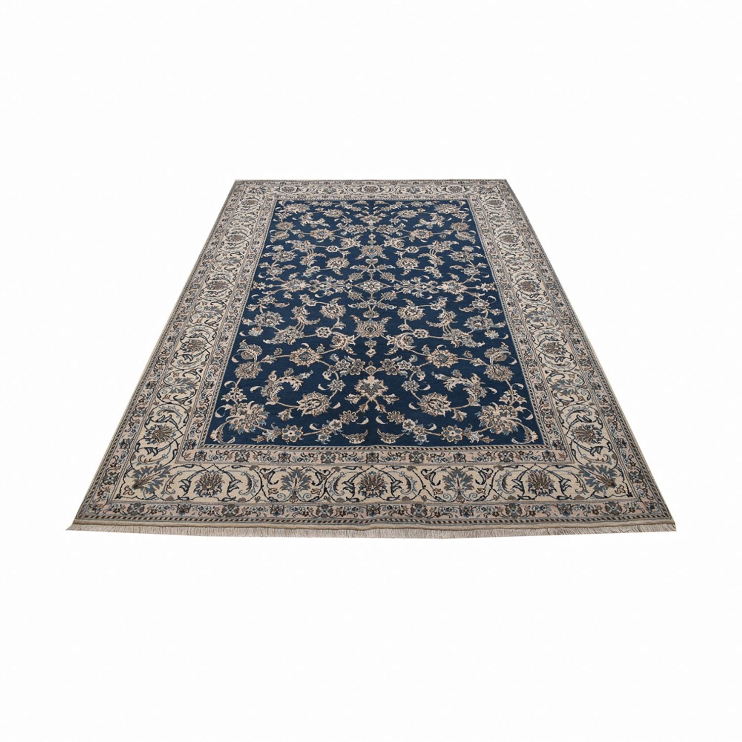 Tapis persan - Nain - 282 x 193 cm - bleu pétrole