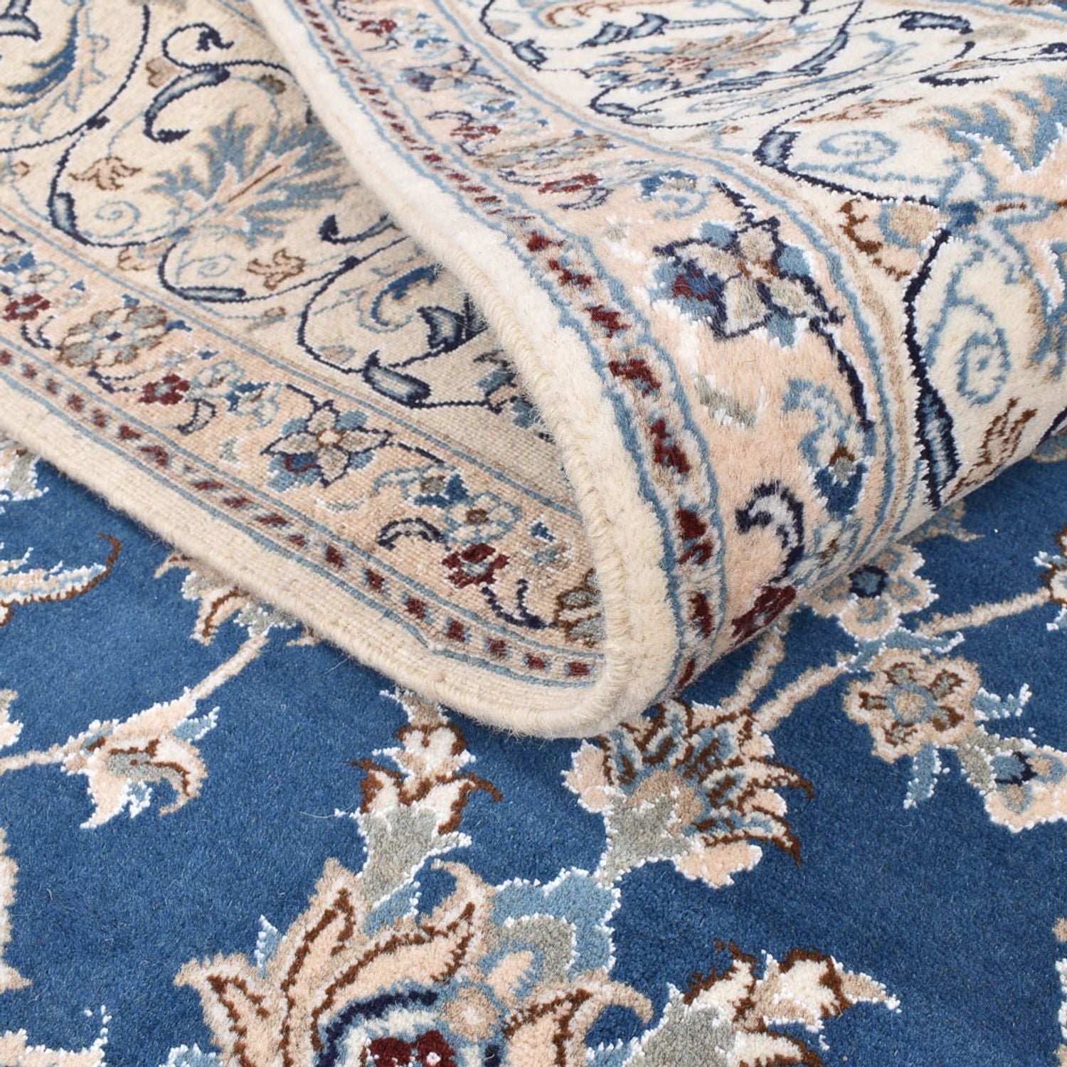 Tapis persan - Nain - 300 x 196 cm - bleu pétrole