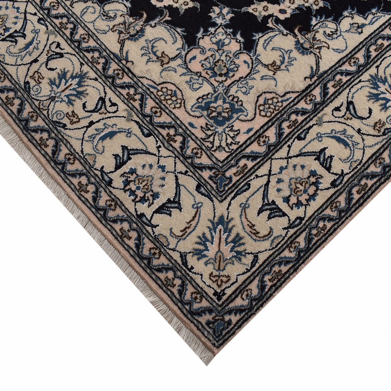 Tapis persan - Nain - 298 x 202 cm - bleu foncé