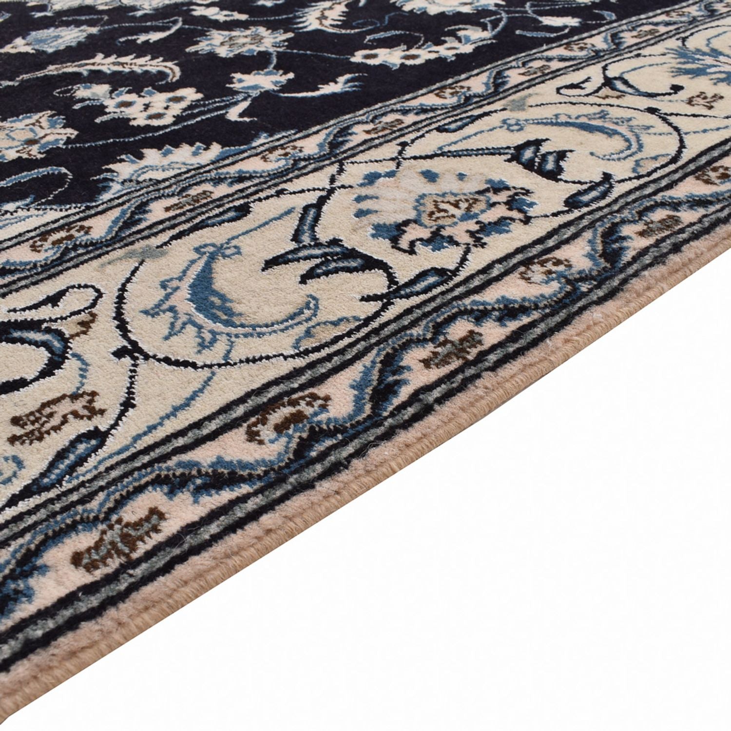 Tapis persan - Nain - 298 x 202 cm - bleu foncé