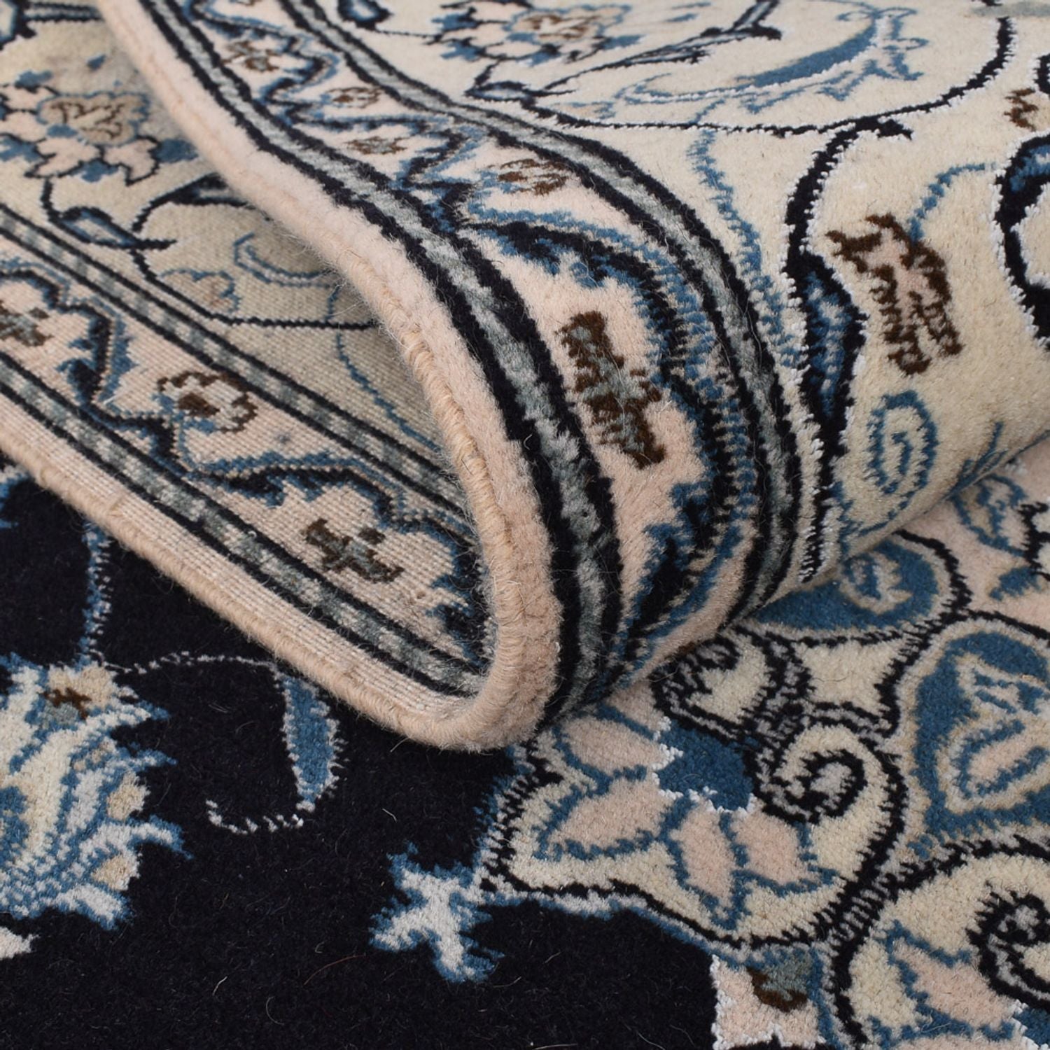 Tapis persan - Nain - 298 x 202 cm - bleu foncé