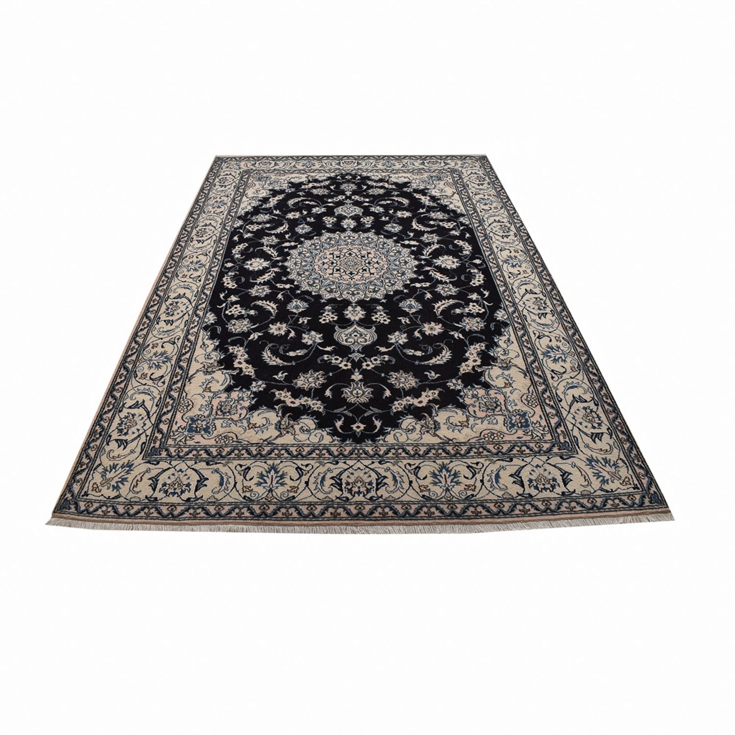 Tapis persan - Nain - 298 x 202 cm - bleu foncé