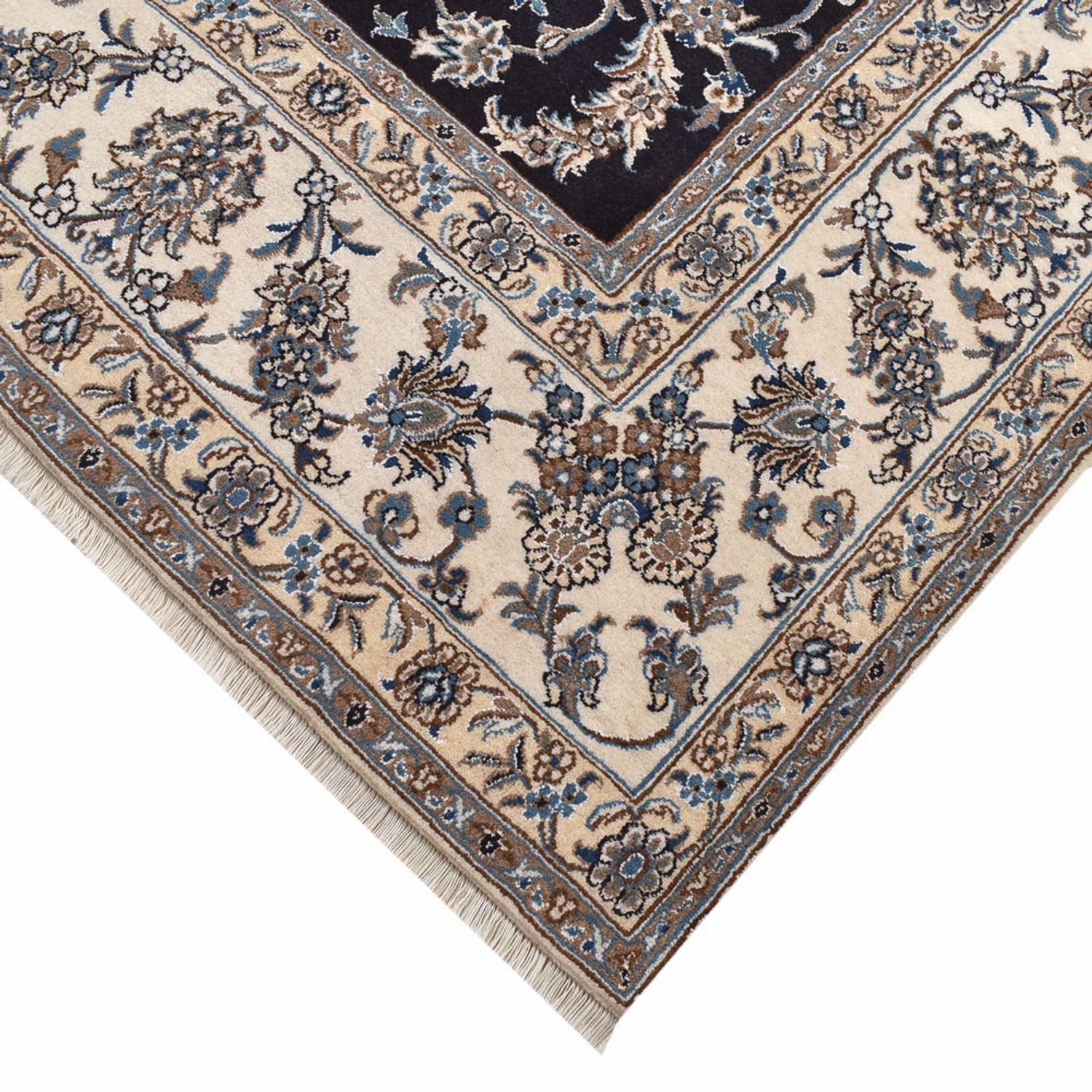 Tapis persan - Nain carré  - 293 x 281 cm - bleu foncé