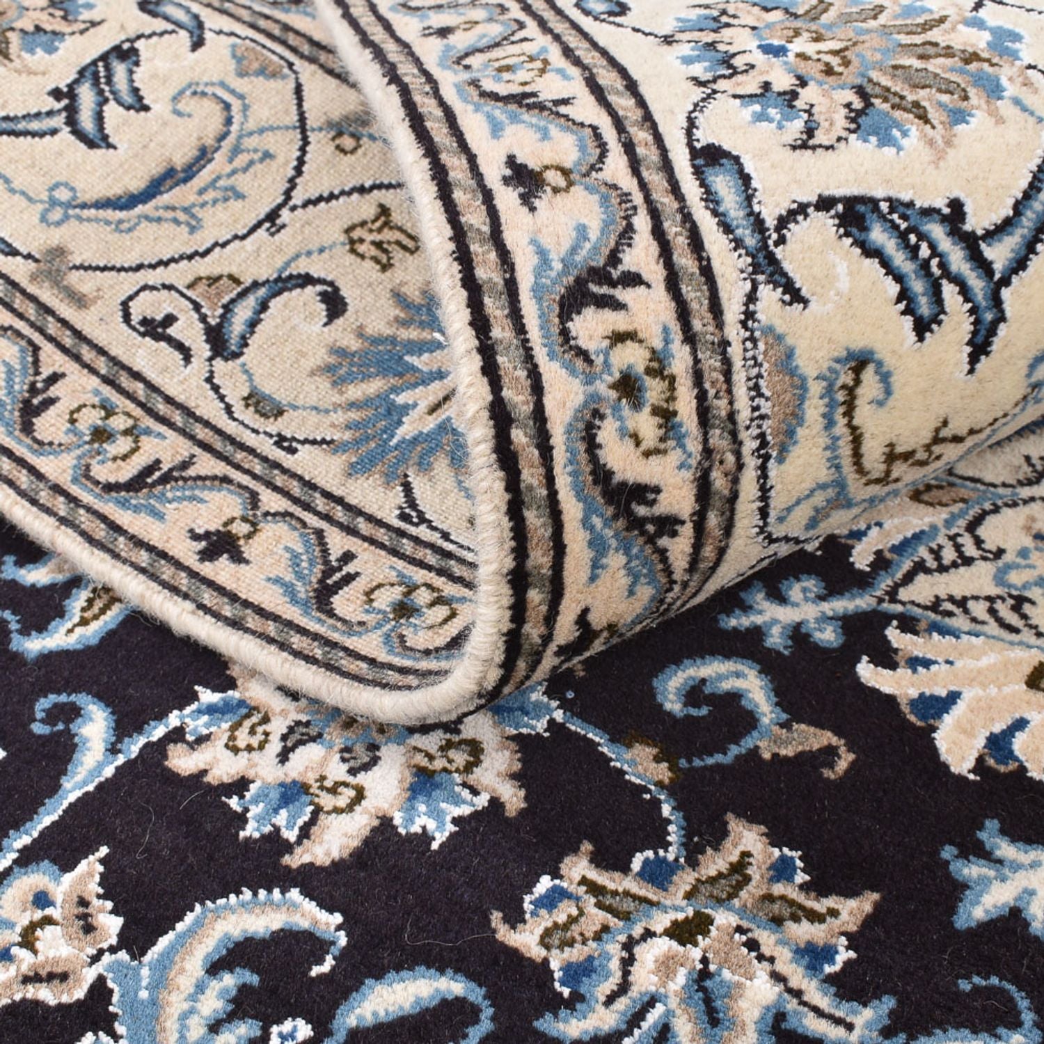 Tapis persan - Nain carré  - 198 x 190 cm - bleu foncé