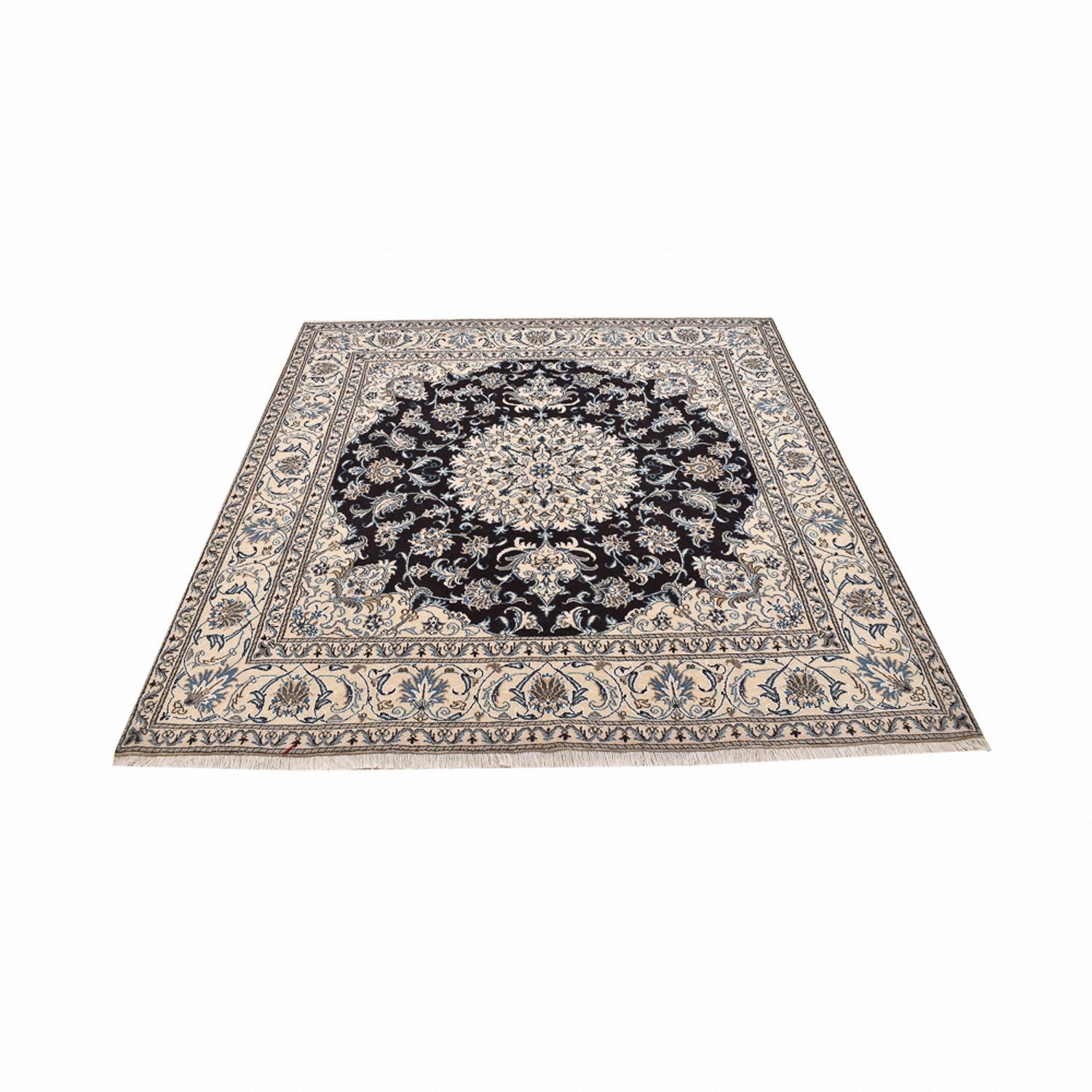Tapis persan - Nain carré  - 198 x 190 cm - bleu foncé