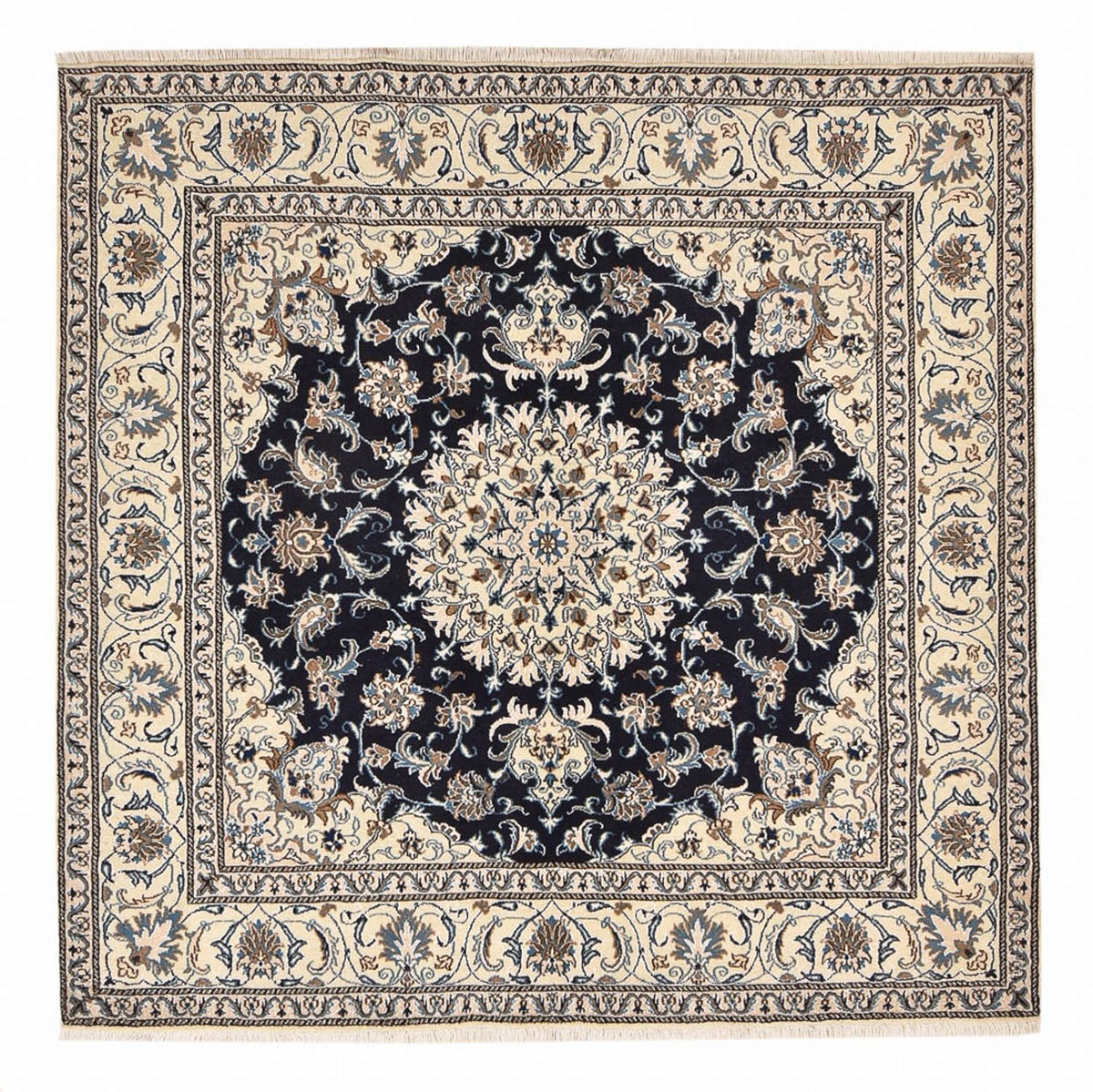 Tapis persan - Nain carré  - 195 x 193 cm - bleu foncé