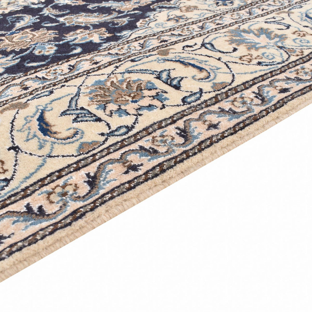Tapis persan - Nain carré  - 195 x 193 cm - bleu foncé