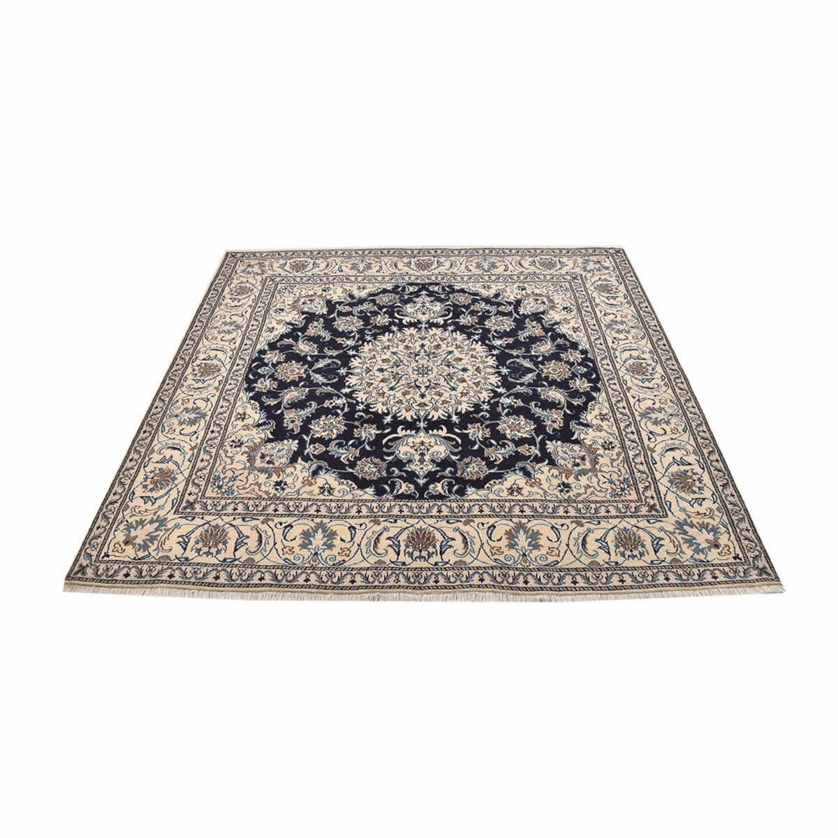 Tapis persan - Nain carré  - 195 x 193 cm - bleu foncé